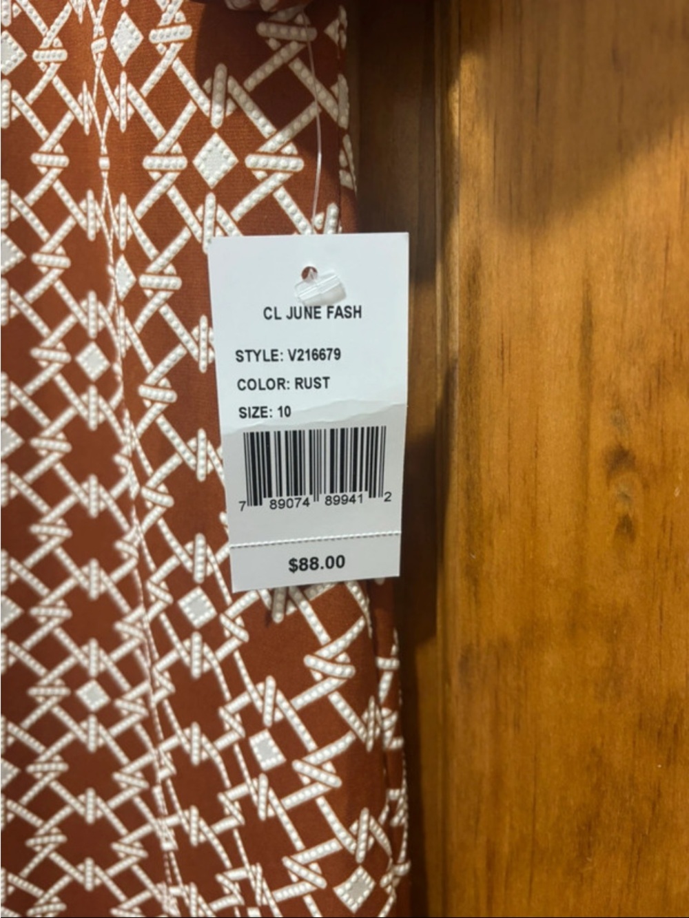Rust Geo Print Ruffle Sleeve Dress New with Tags - Picture 3 of 3